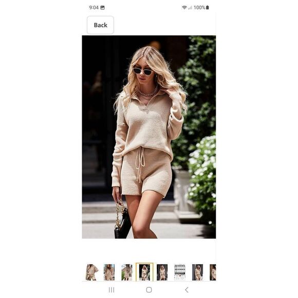 New Small PrettyGarden 2pc Outfit Long Sleeve Sweater Knit Pullover and Shorts - Picture 4 of 8